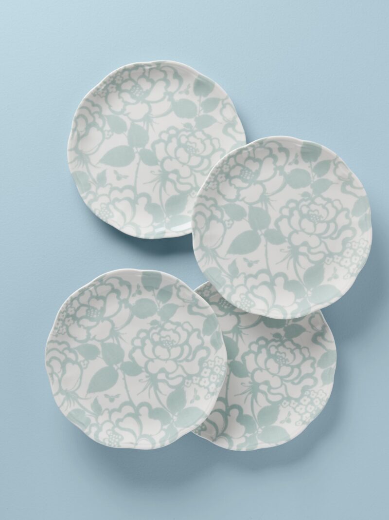 Butterfly Meadow Cottage Sage Accent Plates - Set of 4